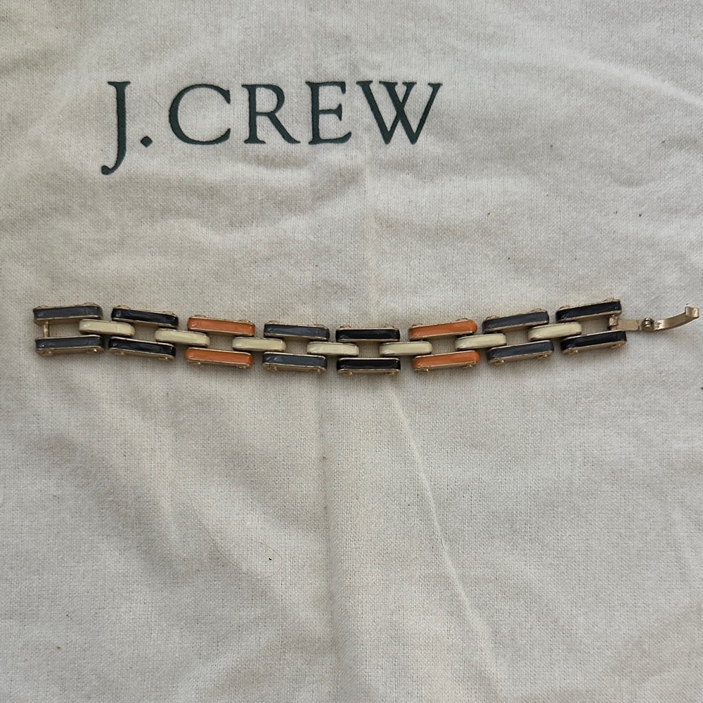 J. Crew Black, Cream, and Orange Link Bracelet